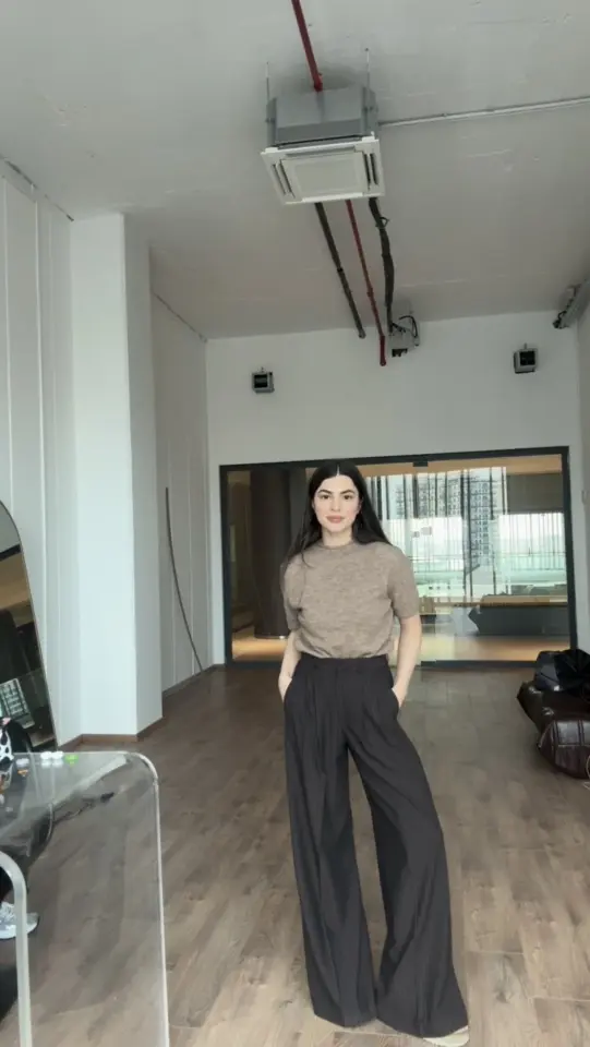 Karol marka acı kahve çizgili marka model palazzo