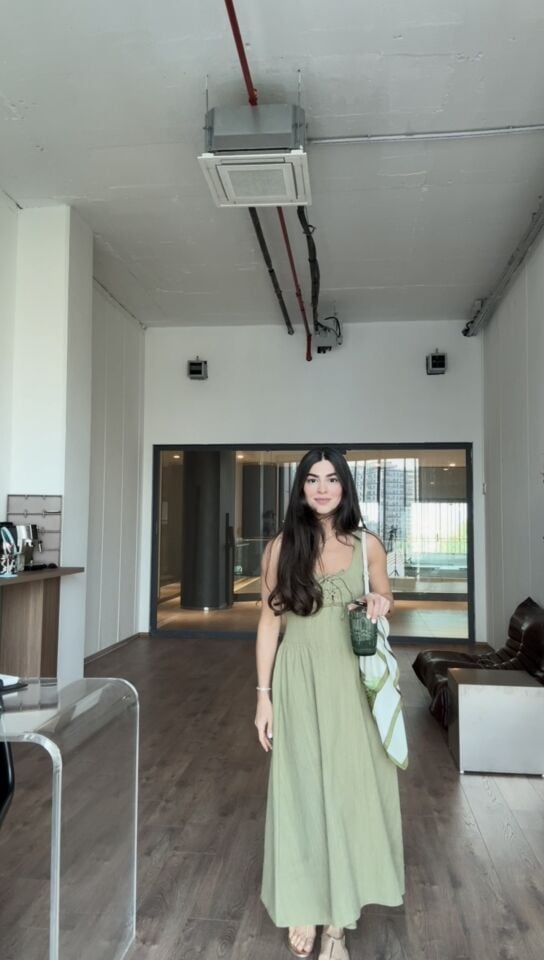 Tatlı yeşil prenses elbise