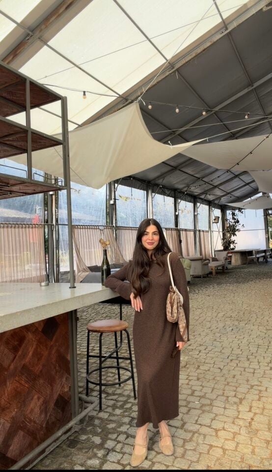 Acı kahve Maxi triko elbise
