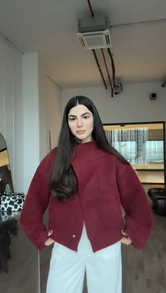 Bordo tok dokulu triko ceket