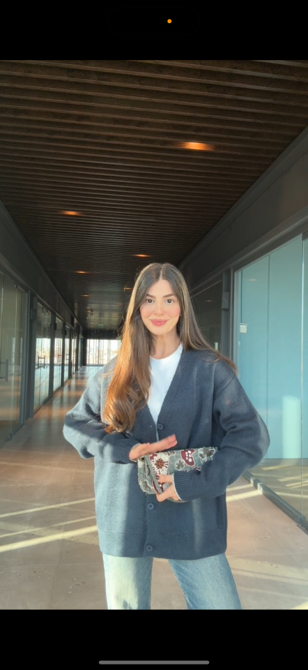 Kaşmir yün karışımı mavi larcivert hırka