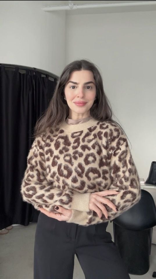 Dilvin leopar bisiklet yaka kazak