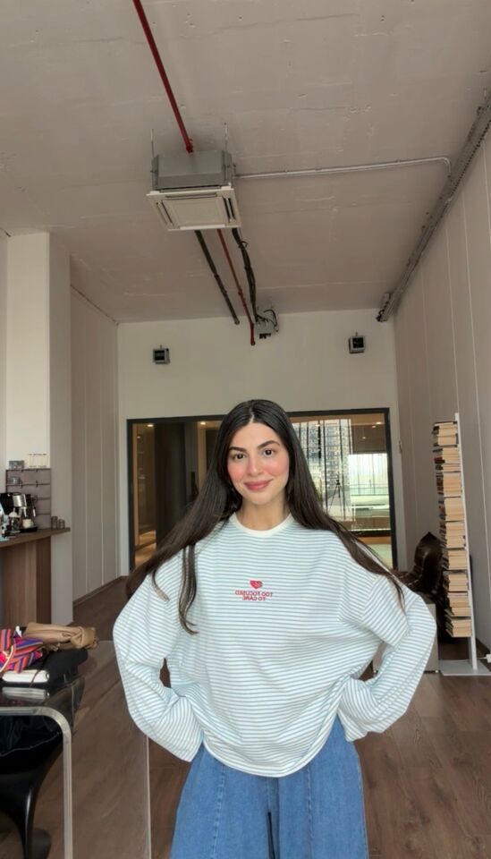 Mavi çizgili uzun kol basic
