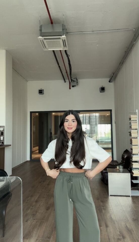 Haki bağcıklı Dubai pantolon