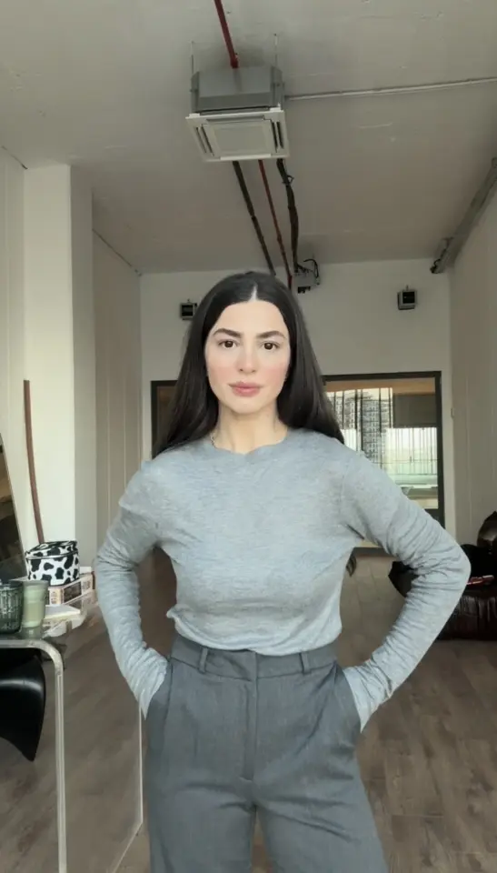 Karol marka gri ince basic bluz