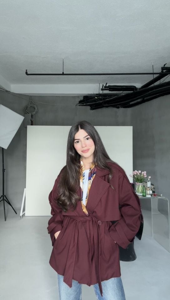 Bordo poliviskon ara boy trençkot