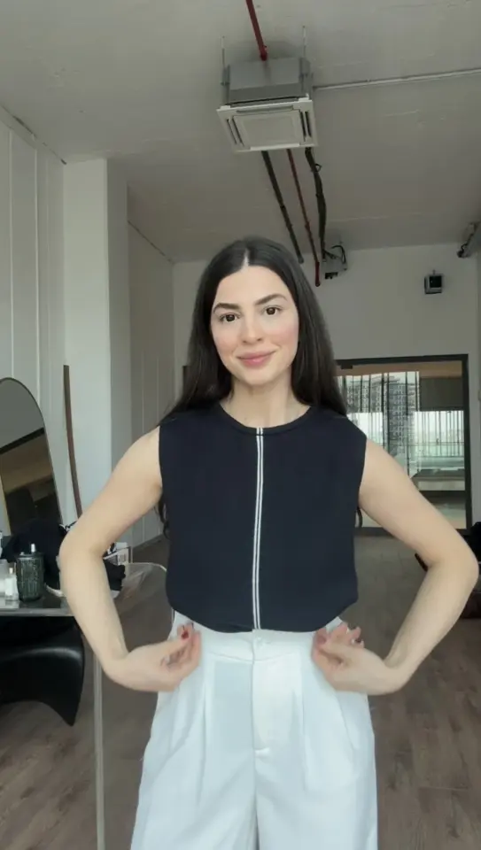 Çizgi detaylı triko takım