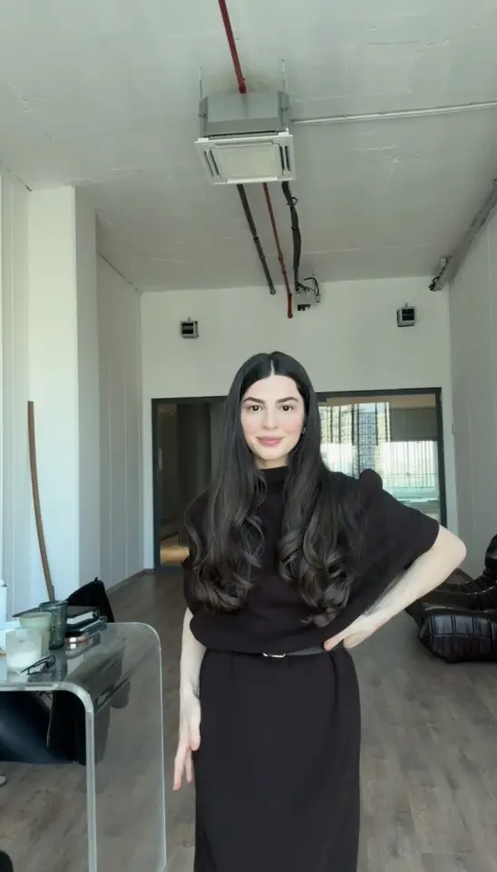 Acı kahve kemerli kısa kollu elbise