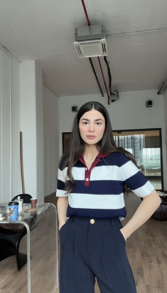 Bordo polo yaka çizgili