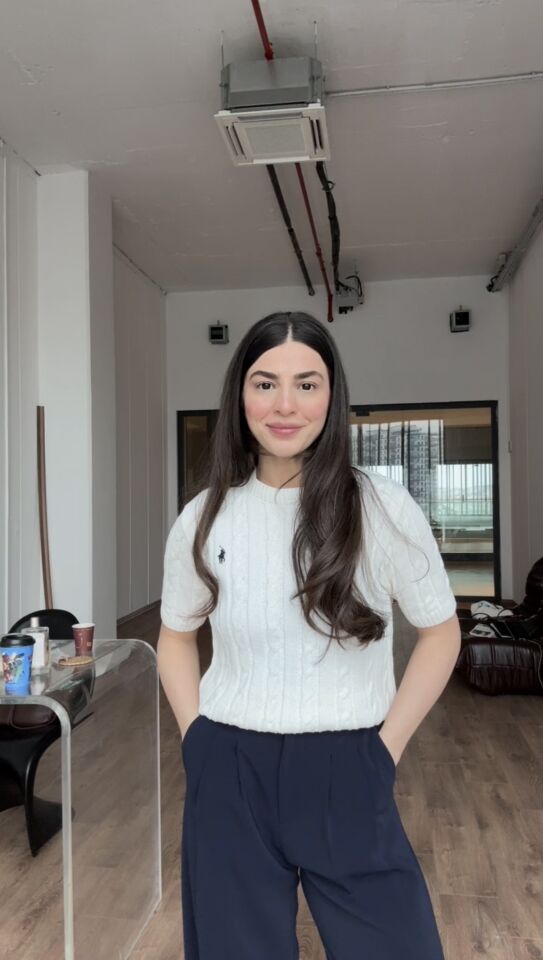 Bisiklet yaka saç örgü ekru