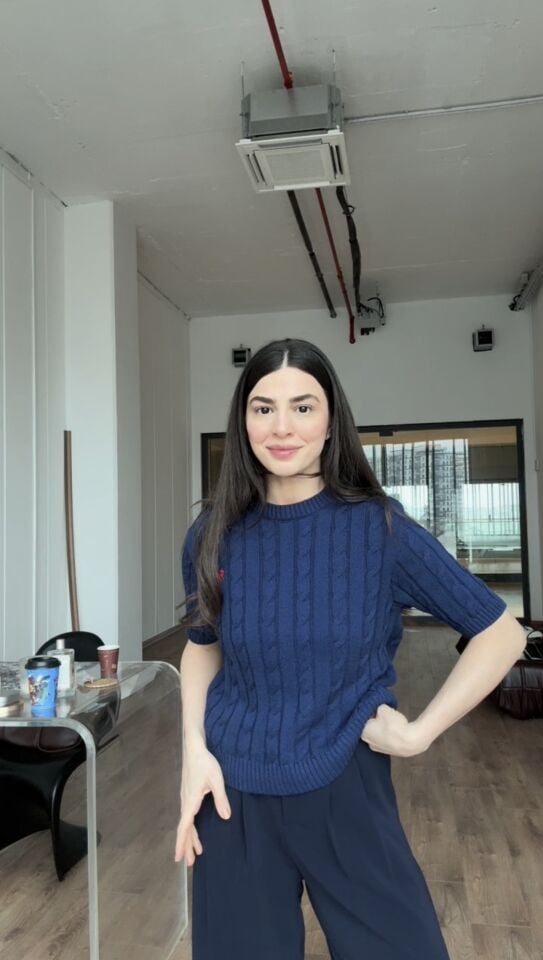 Bisiklet yaka saç örgü larcivert