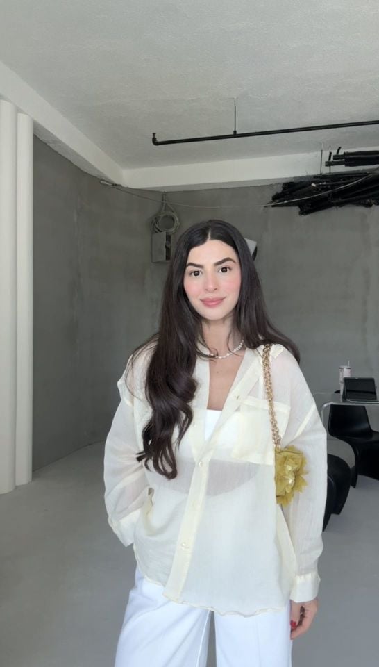 Transparan sarı oversize gömlek