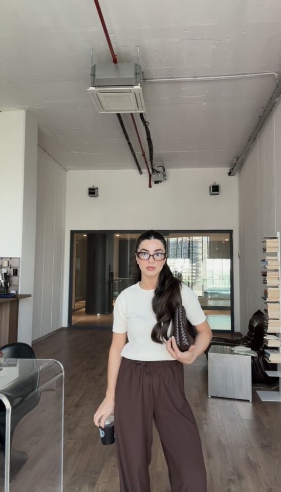 Kahve Dubai dökümlü pantolon