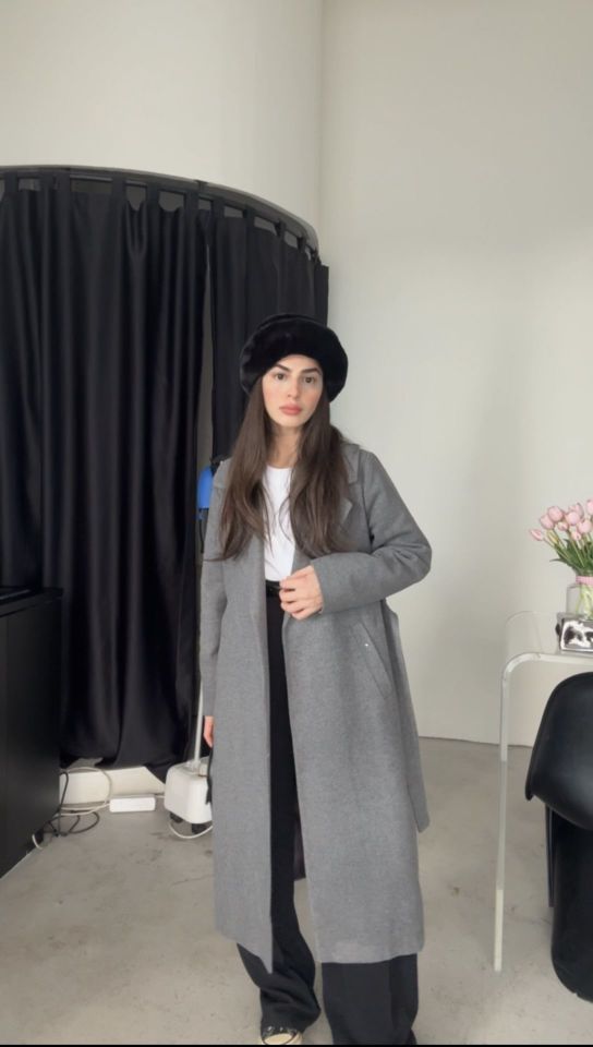 Füme gri kaşe kaban