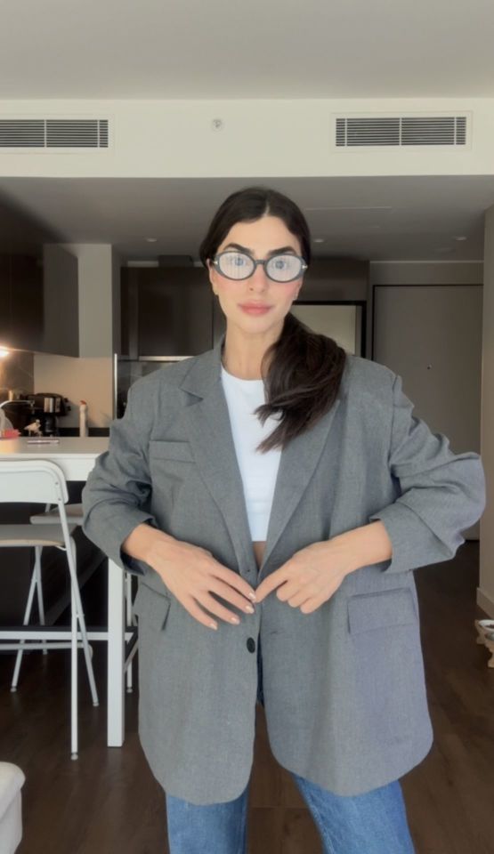 İçi astarlı vatkalı antrasit blazer