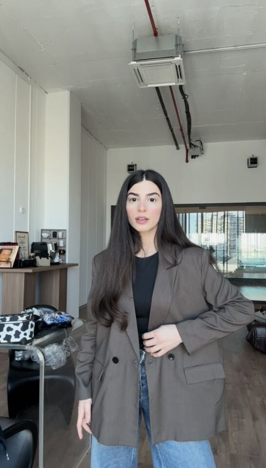 İçi astarlı tatlı kahve blazer