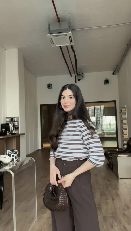 Kısa kollu mavi çizgili basic