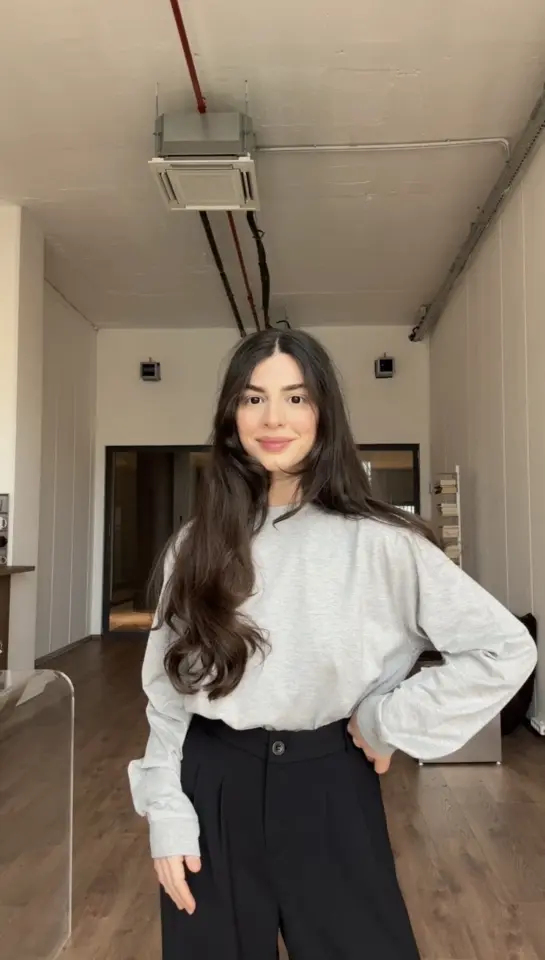 Premium kalite orijinal marka uzun kol gri basic