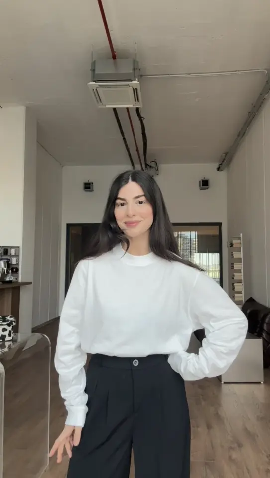 Premium kalite orijinal marka uzun kol beyaz basic