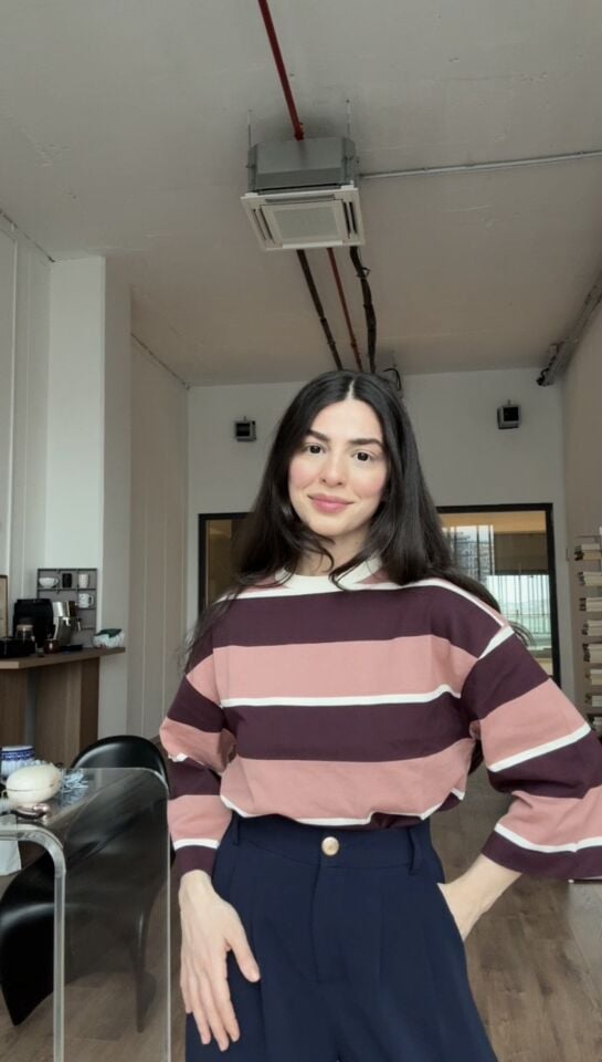 Gül kurusu bordo çizgili orjinal marka basic