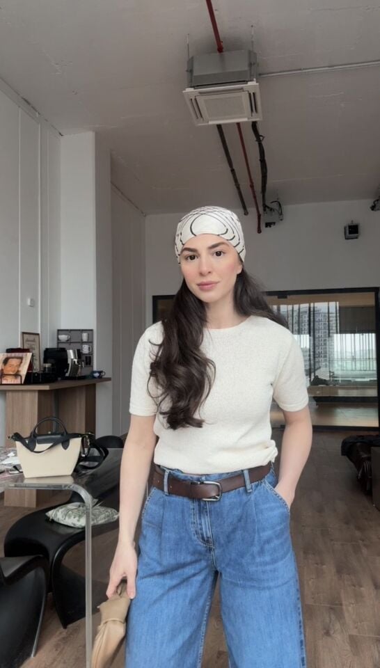 Krem kısa kollu ince basic