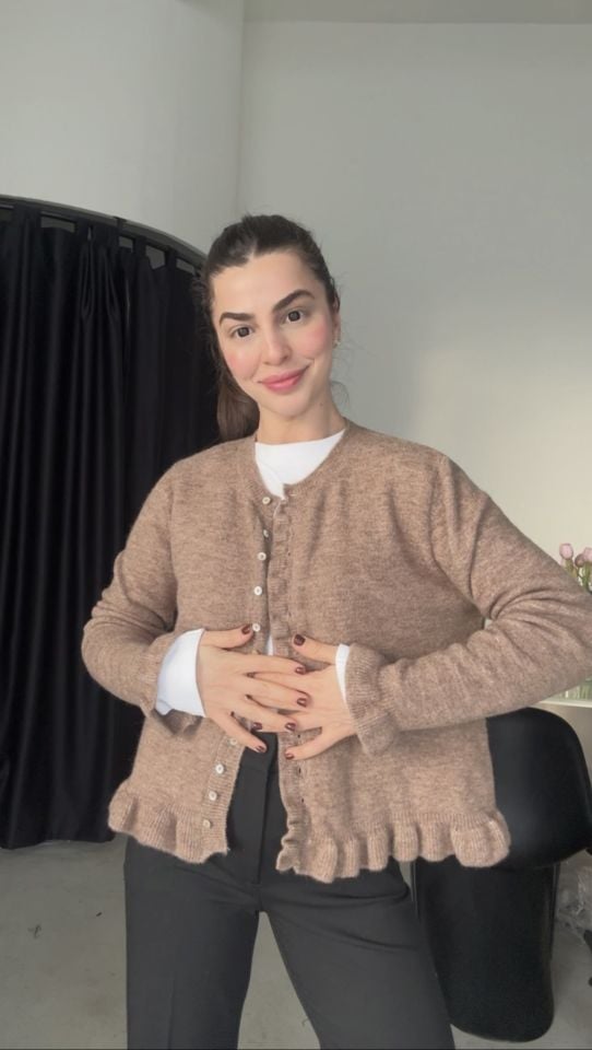 Dilvin marka karamel sedef düğmeli hırka kazak