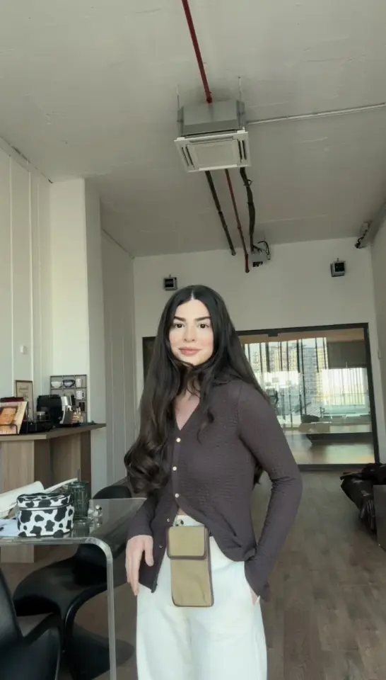 Acı kahve v yaka bürümcük kumaş body