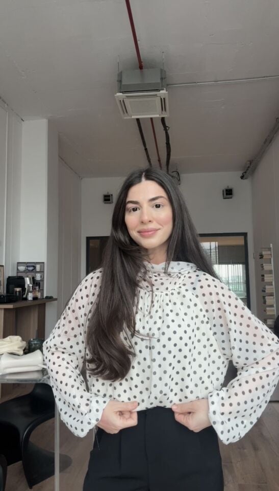 Puantiyeli retro trend gömlek