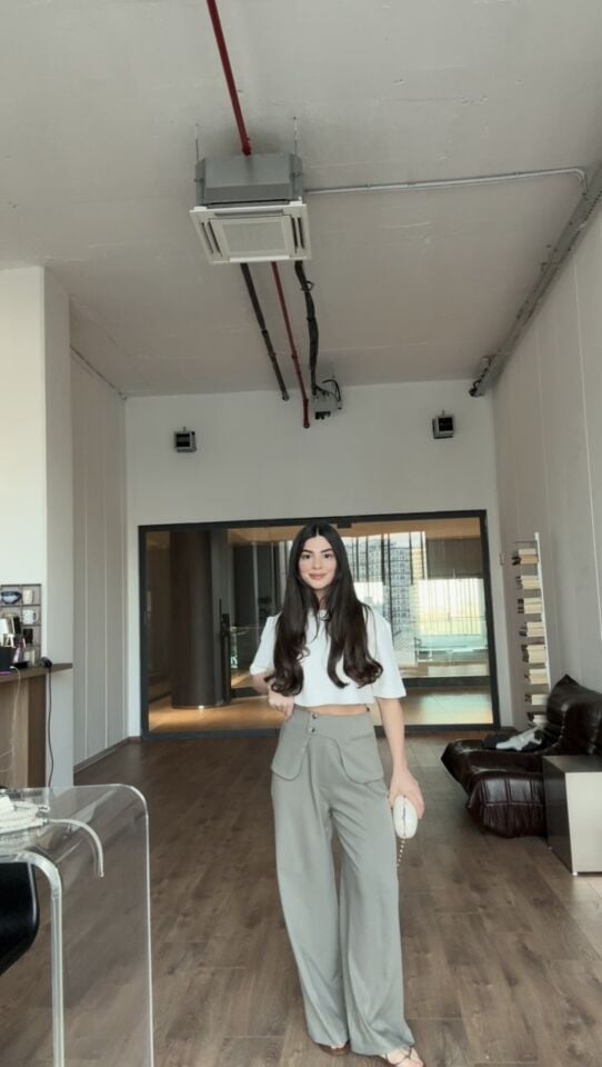 Karol bağımsız kemerli retro yeşil pantolon