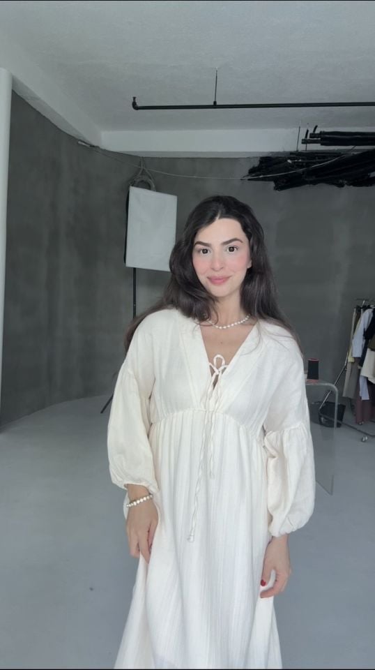 Ekru astarlı Pinterest elbise