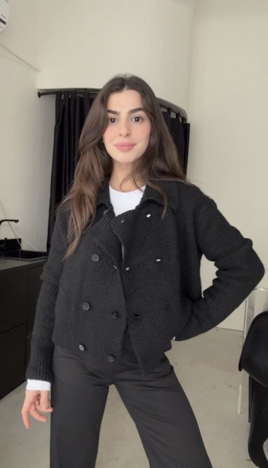 Dilvin polo yaka siyah yumuşak hırka