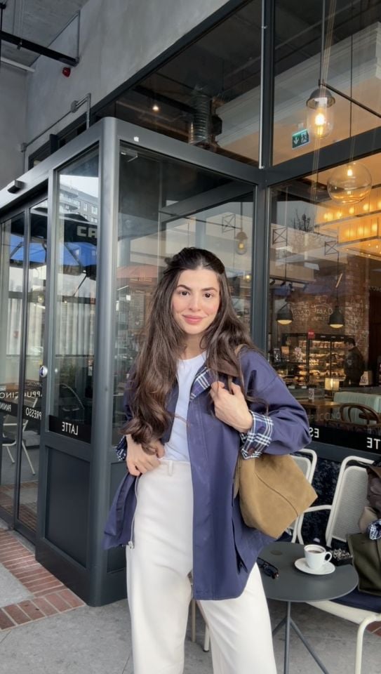 Çift cepli iç astar detaylı ceket