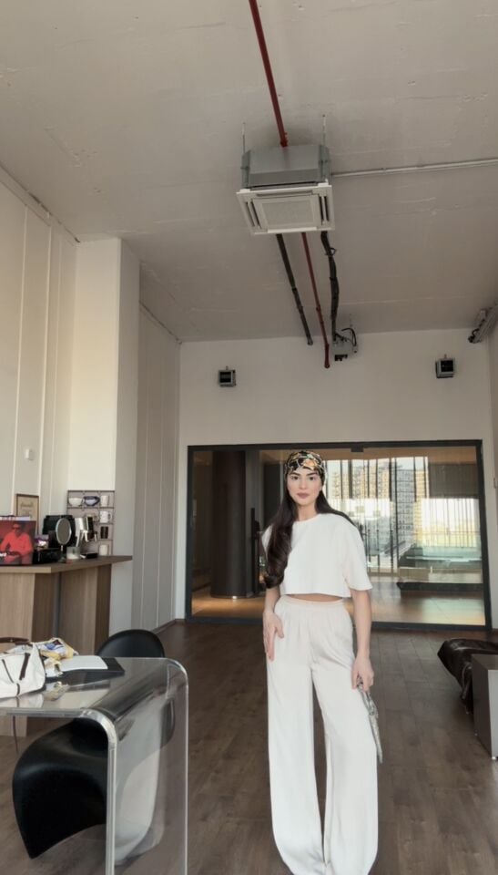 Taş rengi premıum saten pantolon