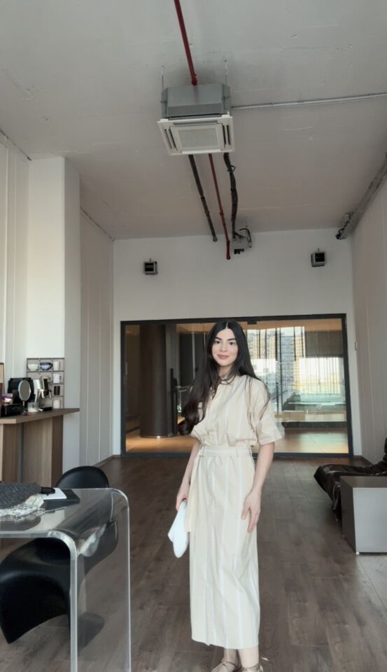 Ipekyol premıum kemerli gömlek elbise