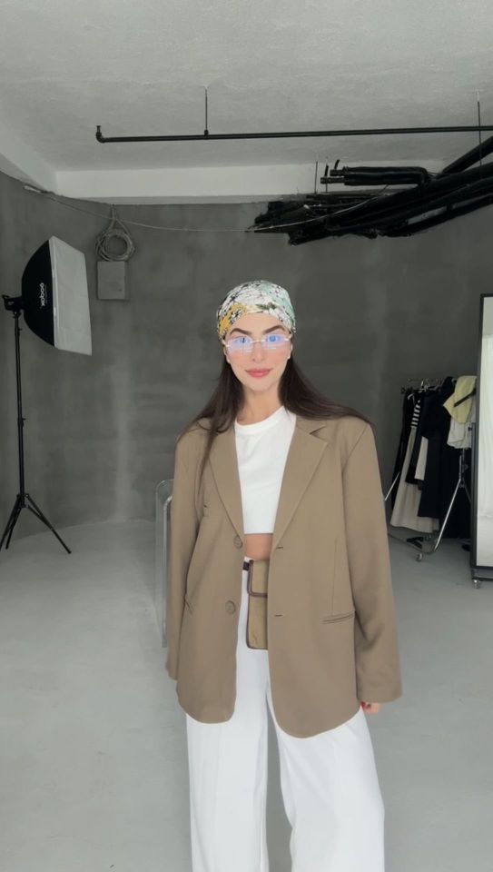 İçi astarlı haki oversize blazerr