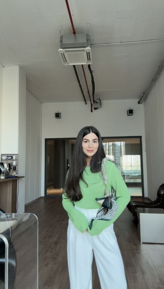 Retro yeşil Orjinal marka ajur bluz