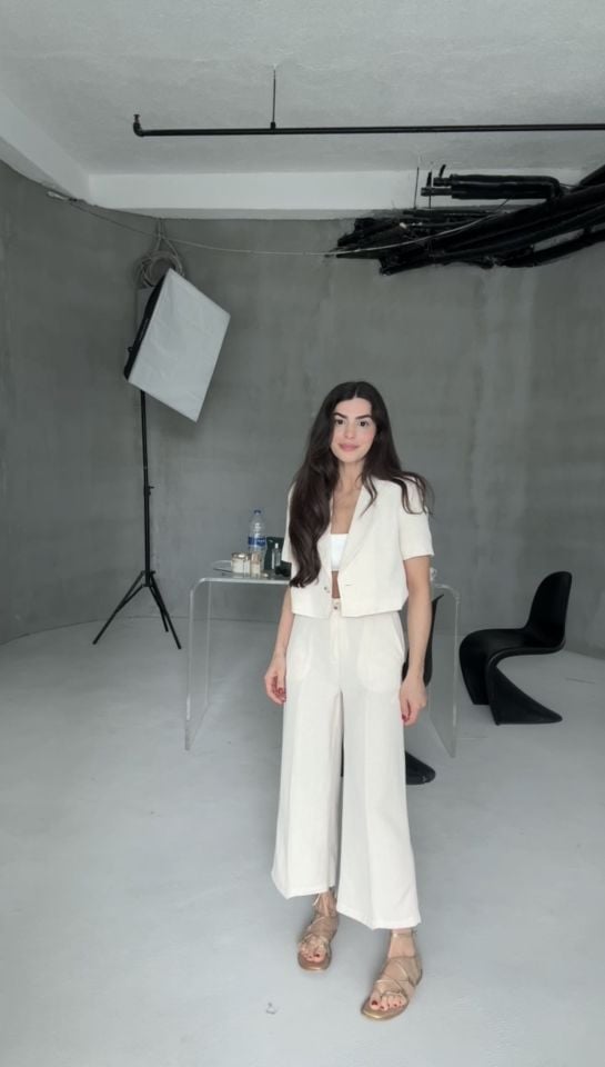 Naturel keten bilekte sezon pantolon