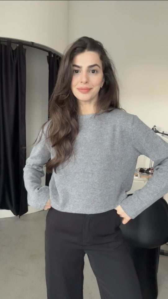 Orjinal marka fitilli gri triko basic