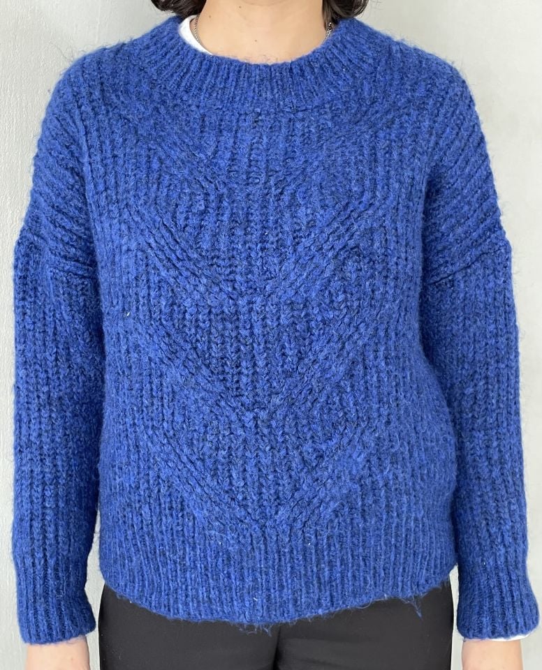 Saks mavisi örgü kazak