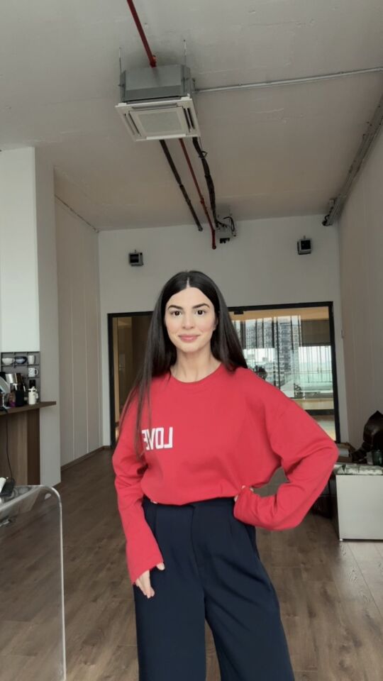 Kırmızı love detaylı basic