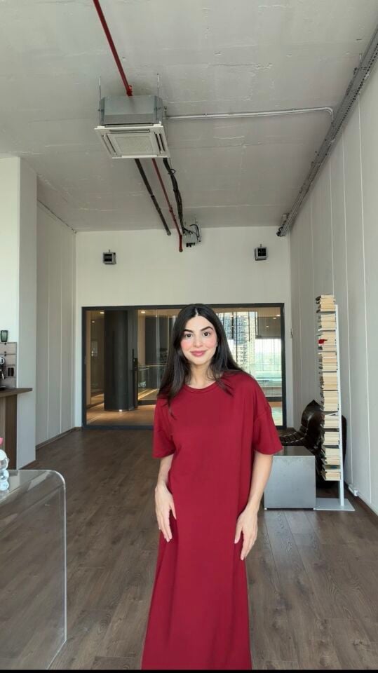 Bordo pamuk elbise
