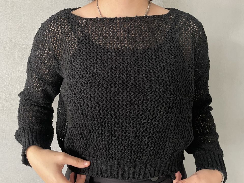 Siyah ajurlu uzun kol basic