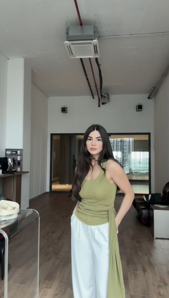 Massımo dutti yap yeşili kuşak detaylı bluz