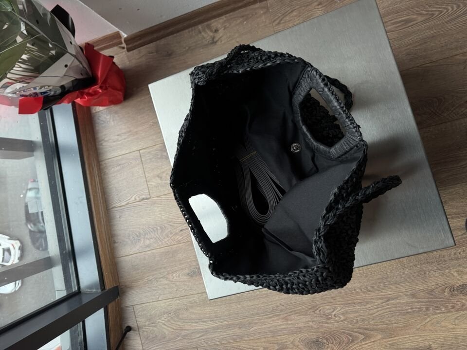 Siyah premıum kalite Hasır çanta