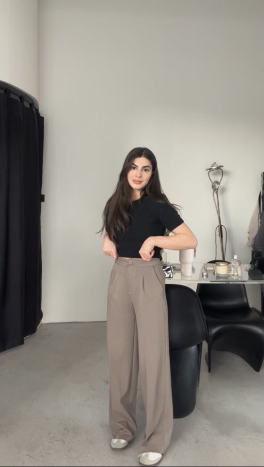 Karol marka vizon tek düğmeli palazzo pantolon