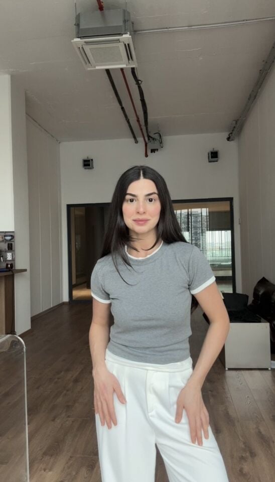 Çift yaka gri fitilli basic