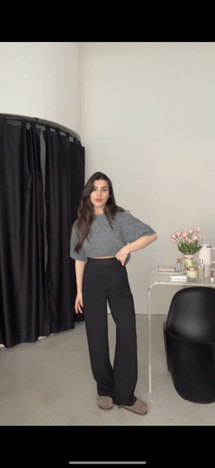 Karol marka beli lastikli siyah palazzo pantolon