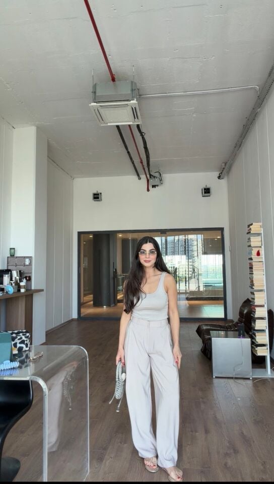 Karol marka taş rengi tensel palazzo pantolon