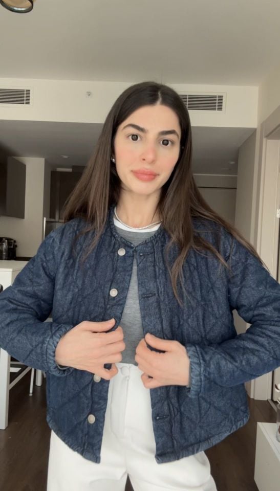 Dilvin kapitone jean ceket mont