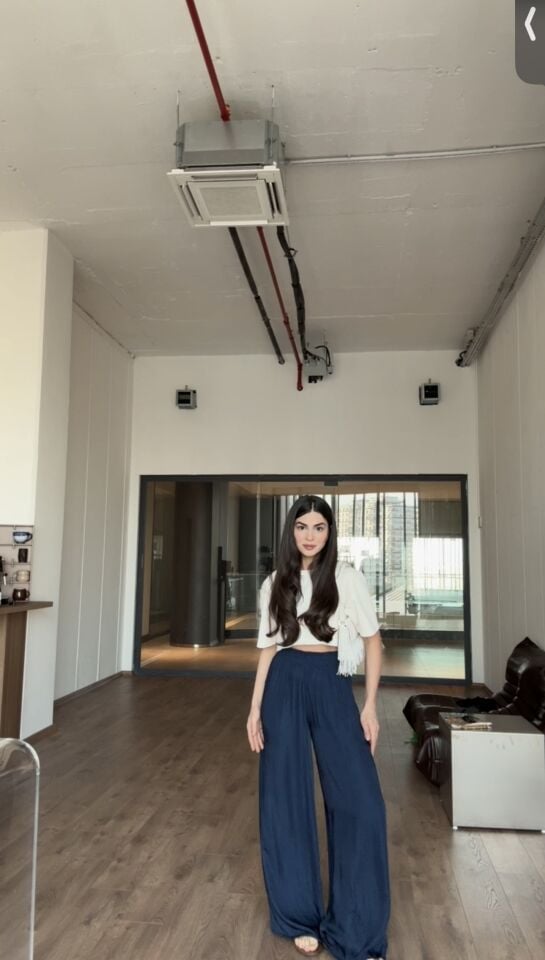 İpek saten larcivert pantolon